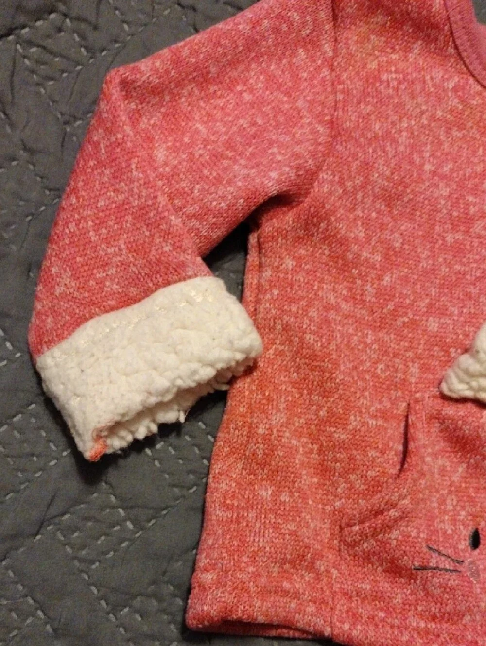 Girls Pink Bunny Two-Piece Set with Sherpa Cuff Top